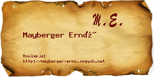 Mayberger Ernő névjegykártya
